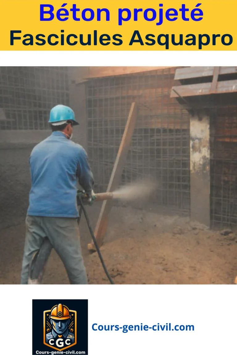 Illustration du béton projeté, accompagné des fascicules Asquapro mettant en valeur des techniques avancées de construction.