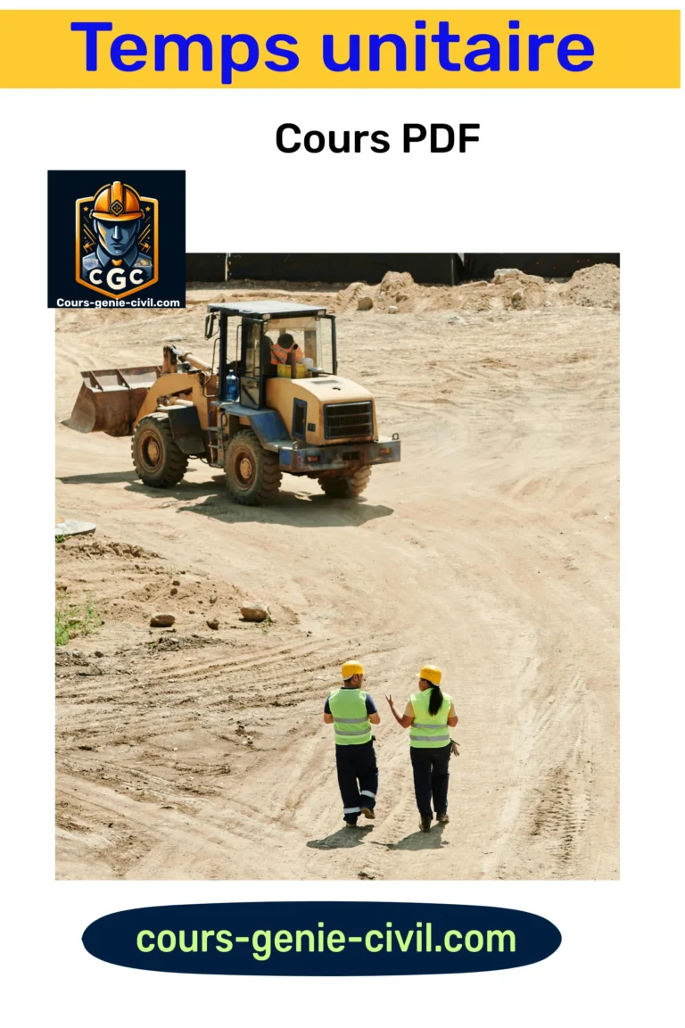 Image de couverture du cours Temps Unitaire en format PDF, présentant des concepts clés pour la gestion des temps dans le domaine de la construction et du BTP.
