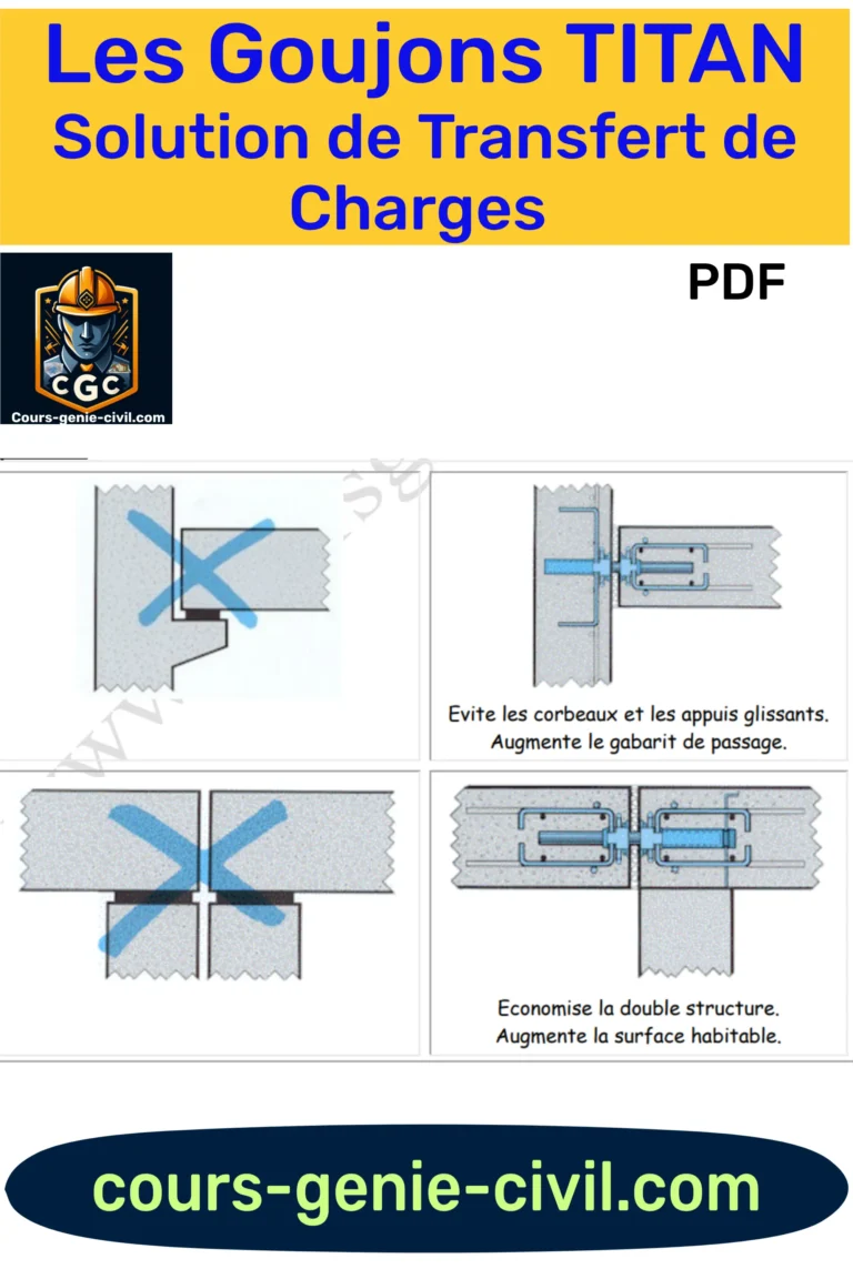 Goujons TITAN utilisés dans une structure de construction moderne, illustrant leur rôle dans le transfert de charges.