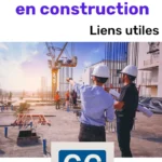 mage illustrant des professionnels du bâtiment travaillant sur un chantier, avec des plans techniques et des équipements de construction modernes.